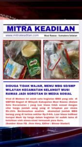 Dinilai Tidak Wajar, Menu MBG SD/SMP Selangit Musi Rawas Jadi Sorotan Di Medsos